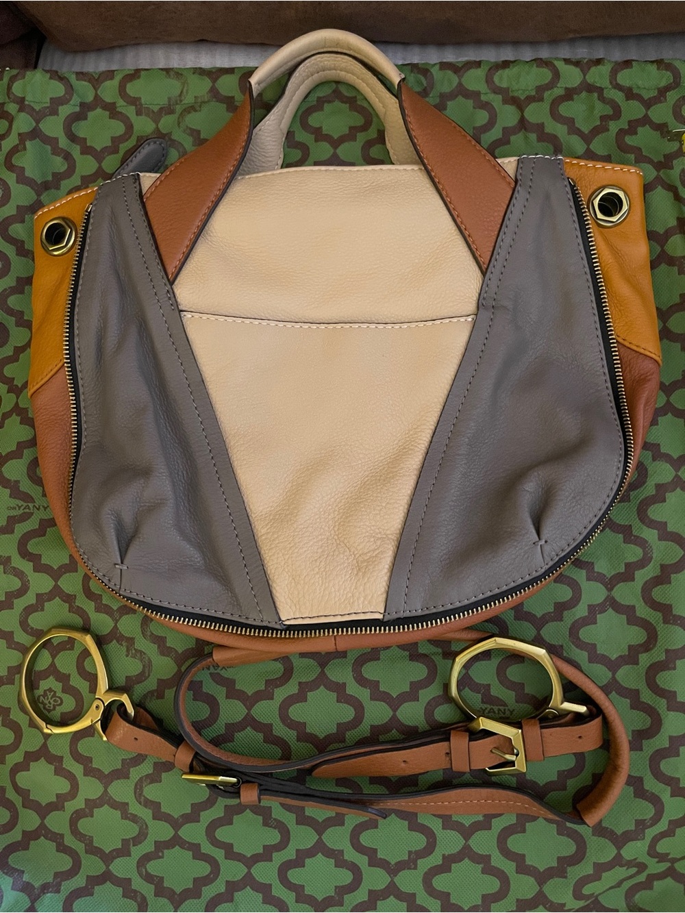 Multicolor Leather Convertible Women’s Shoulder Bag - Beige, Gray, Tan